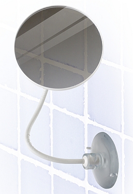 This Fog-Free Shaving Mirror is perfect for viewing those hard to see places! Attach to the bath or shower tile using the sturdy suction cup and bend the arm to position the mirror however you need it for the perfect view. The mirror remains fog-free and bent at the adjusted angle so that you can groom easily or have a better view when the action heats up!

Measurements: Mirror approx. 5 inches in diameter with an arm approx. 11.5 inches in length. Suction cup approx. 3.25 inches in diameter.

Color: White. 